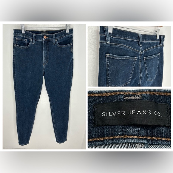 Silver Jeans Calley Skinny Stretch Denim Actual Size 29x28 (Tag 30x29) Dark Wash - Picture 1 of 12